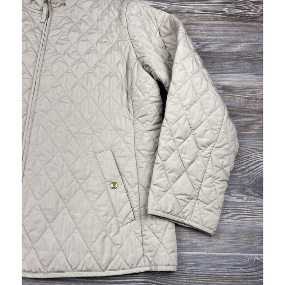 Lands End Jacket Women XL Coat Diamond Quilted Beige Lightweight Classic Casual - Picture 2 of 16